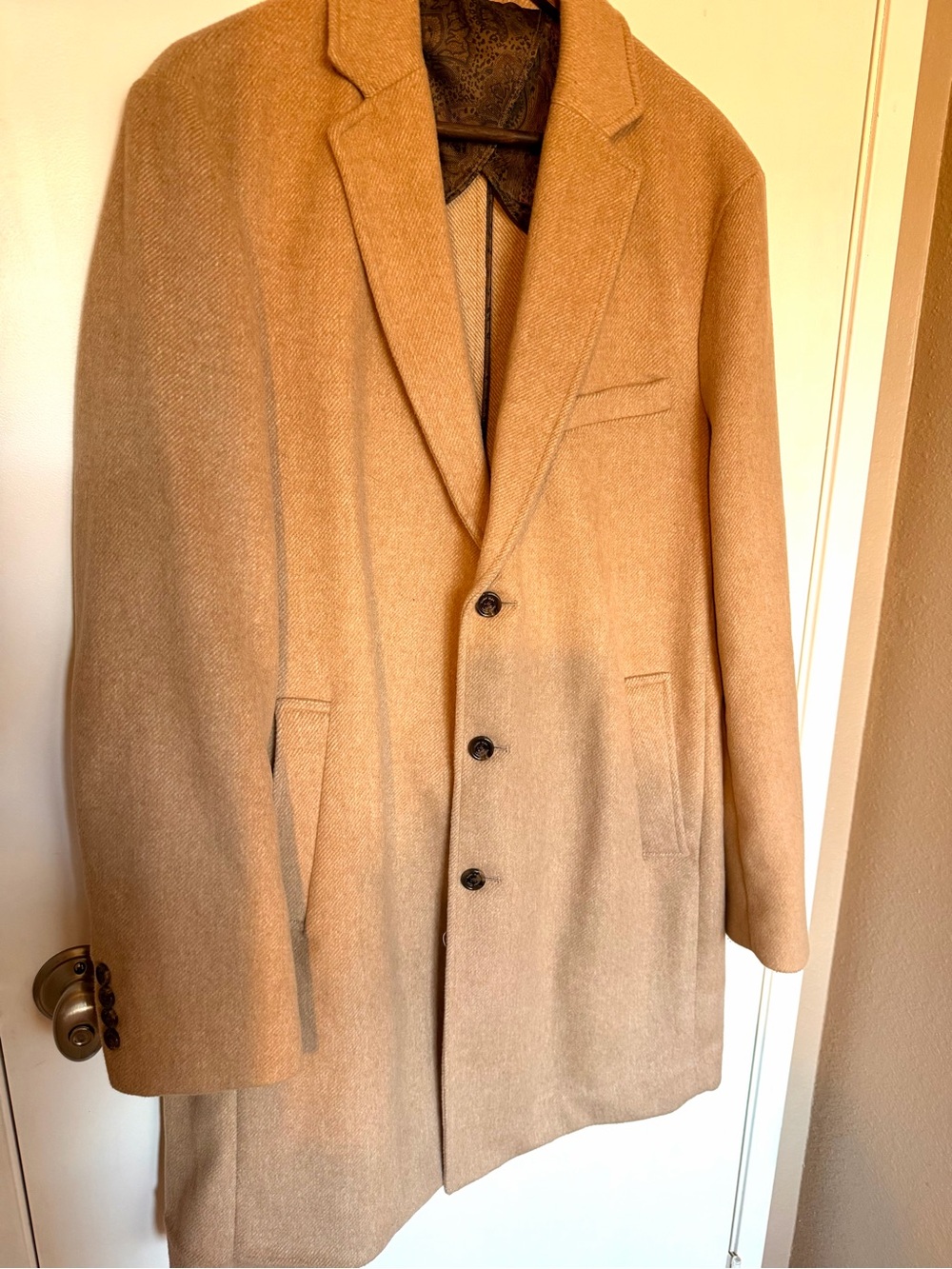 Men's Camel Overcoat Blazer - Classic Single-Breasted Coat Tasso Elba